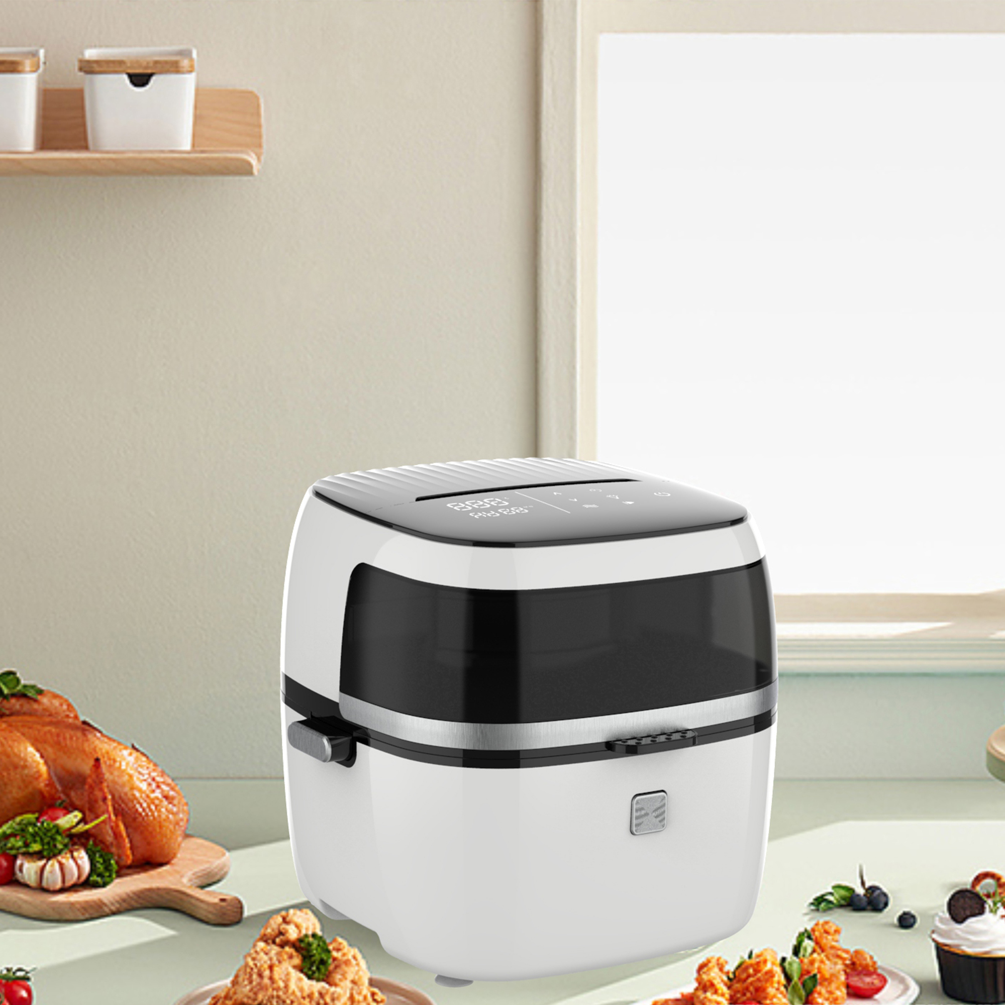 2024 Top Touch Panel állítható hőmérsékletű elektromos levegő sütő főzőgép Yyzg-650a